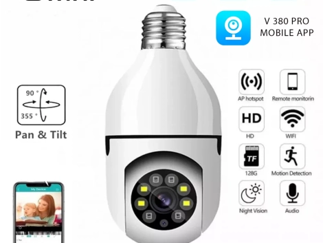 WIFI-BULB-CCTV-Camera-V380-Mobile-App